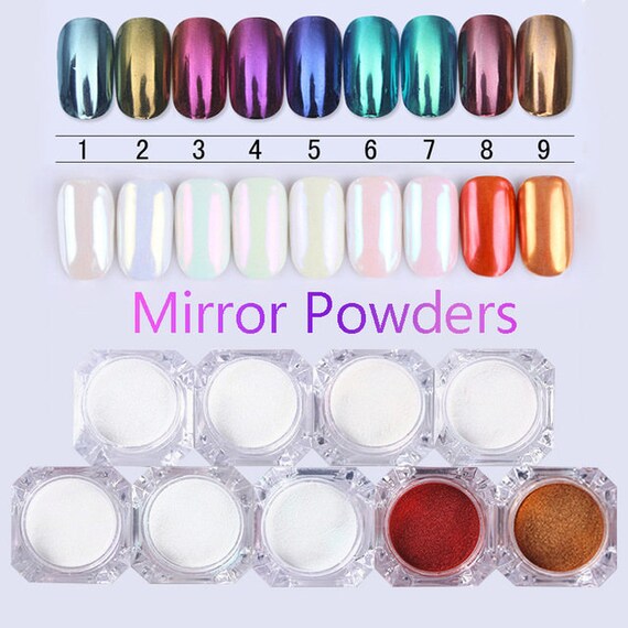 1box 1g Mirror Nail Glitter Powder Gold Blue Purple Dust Etsy