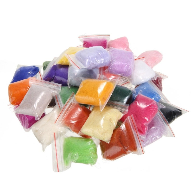 36 Colors 3g Felting Wool Fiber Wool Felt Starter Kit For Needle Felting Roving Dyed Spinning Wet Felting Fiber for DIY Crafts