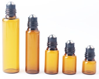 5pieces/lot 1ml 2ml 3ml 5ml 10ml Glass Roll on Bottle with Stainless Steel Roller Small Essential Oil Roller-on Sample Bottle