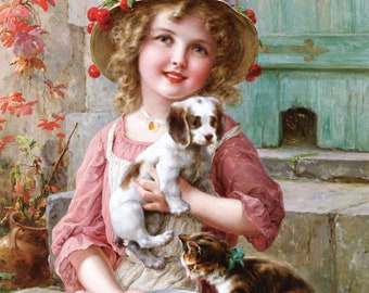 New Friends by Emile Vernon Oil Painting by Number and Painted Paint Coloring by Numbers Canvas Painting Picture Home Decor Drawing