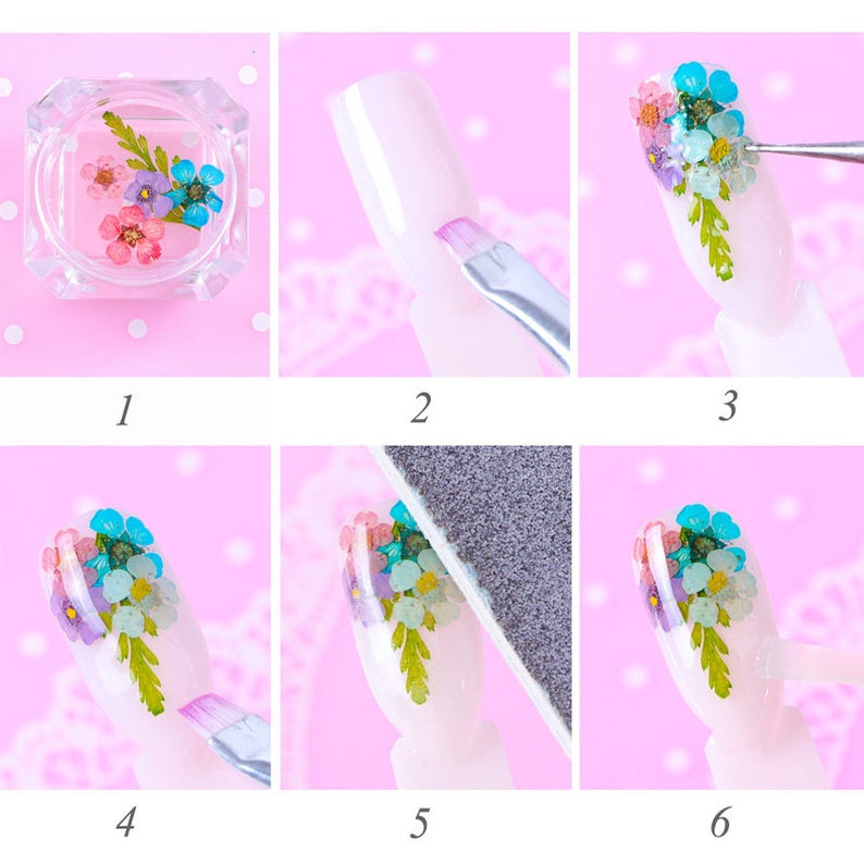 1 Wheel Dried Flowers Nail Art Decoration 3D Natural - Etsy