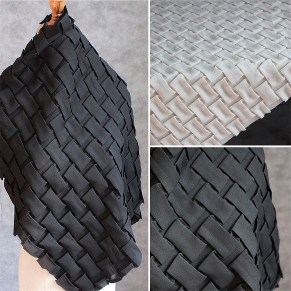 80cm * 60cm Hand gewebt Chiffon Design dreidimensionale Textur Stoff Drape Druck Zopf geometrische Transformat DIY Stoff