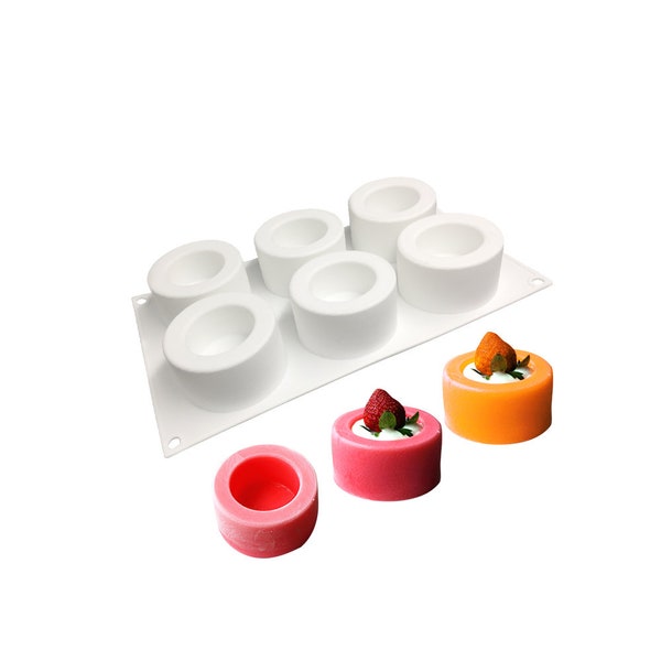 6 Holes Pudding Cup Art Cake Mould Pan 3D Silicone Mold Mousse Silikonowe Chocolate Moule Baking