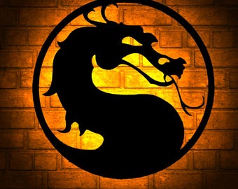 mortal Kombat Neon LED Holzschild: Spielzimmer Wanddekoration