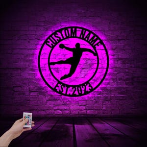 Personalized Handball Wooden Wall Art with RGB LED Light