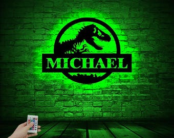 Dinosaur Name LED Sign: Jurassic Park Custom Decor