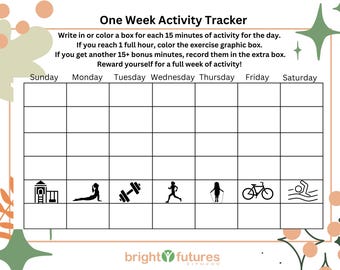 Printable Kids Exercise Tracker: Thanksgiving One Week Fitness Log ...