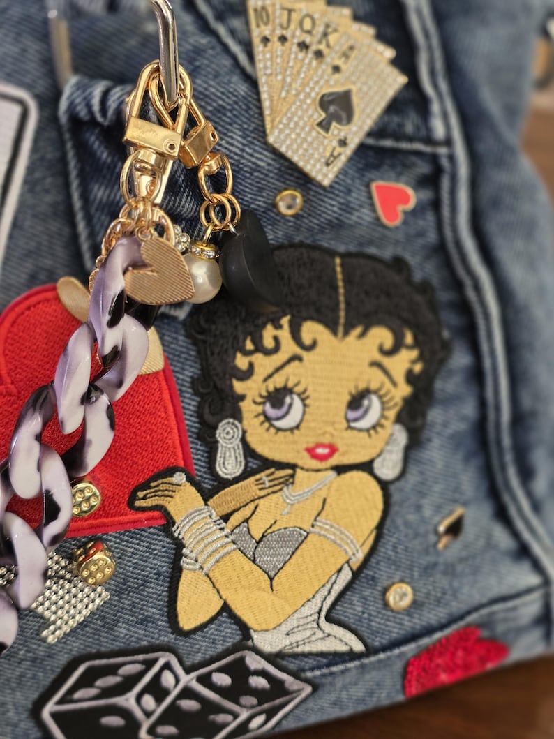 Blue denim tote bag image 4
