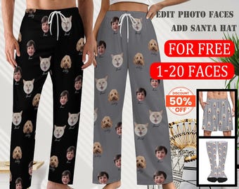 Custom Pajama Pants Photo Print Long Pajama Pants for Women/Mens,Custom Family Pjs Bottom Christmas Gift for family/Xmas gift for family
