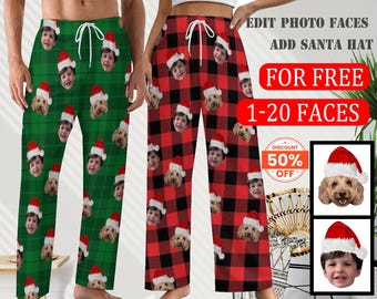 Custom Pajama Pants Photo Print Long Pajama Pants for Women/Mens/grandpa/dog lover,Custom Family Pjs Bottom Christmas Gift for family party