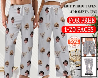 Custom Pajama Pants Photo Print Long Pajama Pants for Women/Mens,Custom Family Pjs Bottom Christmas Gift for family/Xmas gift for family