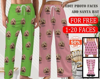 Custom Pajama Pants Photo Print Long Pajama Pants for Women/Mens,Custom Family Pjs Bottom Christmas Gift for family/Xmas gift for son