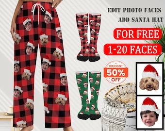 Custom Pajama Pants Photo Long Pants for Women/Mens,Custom Family Pjs Bottom Christmas Gift for family/Unique Christmas socks for family