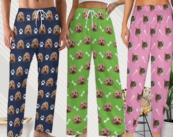 Custom Pajama Pants Photo Print Long Pajama Pants for Women/Mens/grandpa/dog lover,Custom Family Pjs Bottom Christmas Gift for family party
