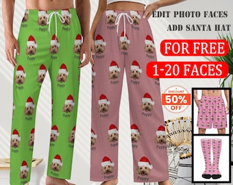 Custom Pajama Pants Photo Print Long Pajama Pants for Women/Mens/grandpa/dog lover,Custom Family Pjs Bottom Christmas Gift for family party