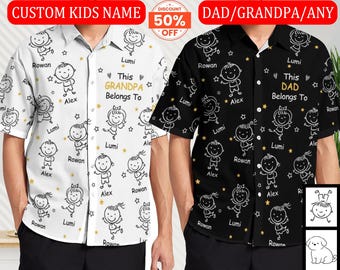 Custom hawaiian Shirt  With Grandkid Name,This Grandpa Belong To,Special gift for huaband,father's days gift men,Papa unisex shirt,dad's day