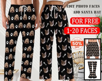 Custom Pajama Pants Photo Print Long Pajama Pants for Women/Mens/grandpa/dog lover,Custom Family Pjs Bottom Christmas Gift for family party