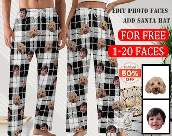 Custom Pajama Pants Photo Print Long Pajama Pants for Women/Mens,Family Pjs Bottom Christmas Gift for family/gift for husband boyfriend