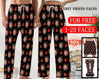 Custom Pajama Pants Photo Print Long Pajama Pants for Women/Mens/Kids,Custom Family Pjs Bottom Christmas Gift for family/Xmas gift for son