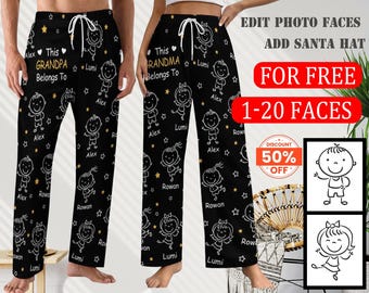 Custom Pajama Pants Photo Print Long Pajama Pants for Women/Mens/grandpa/dog lover,Custom Family Pjs Bottom Christmas Gift for family party
