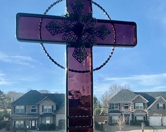 Mauve Cross with filigree decoration