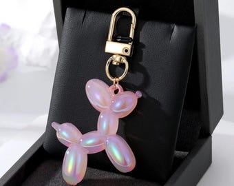 Iridescent Balloon Dog Keychain, Fun Pop Art Accessory