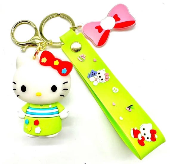 3D Hello Kitty Keychain, Kawaii Cartoon Charm, Pink Bag Accessory