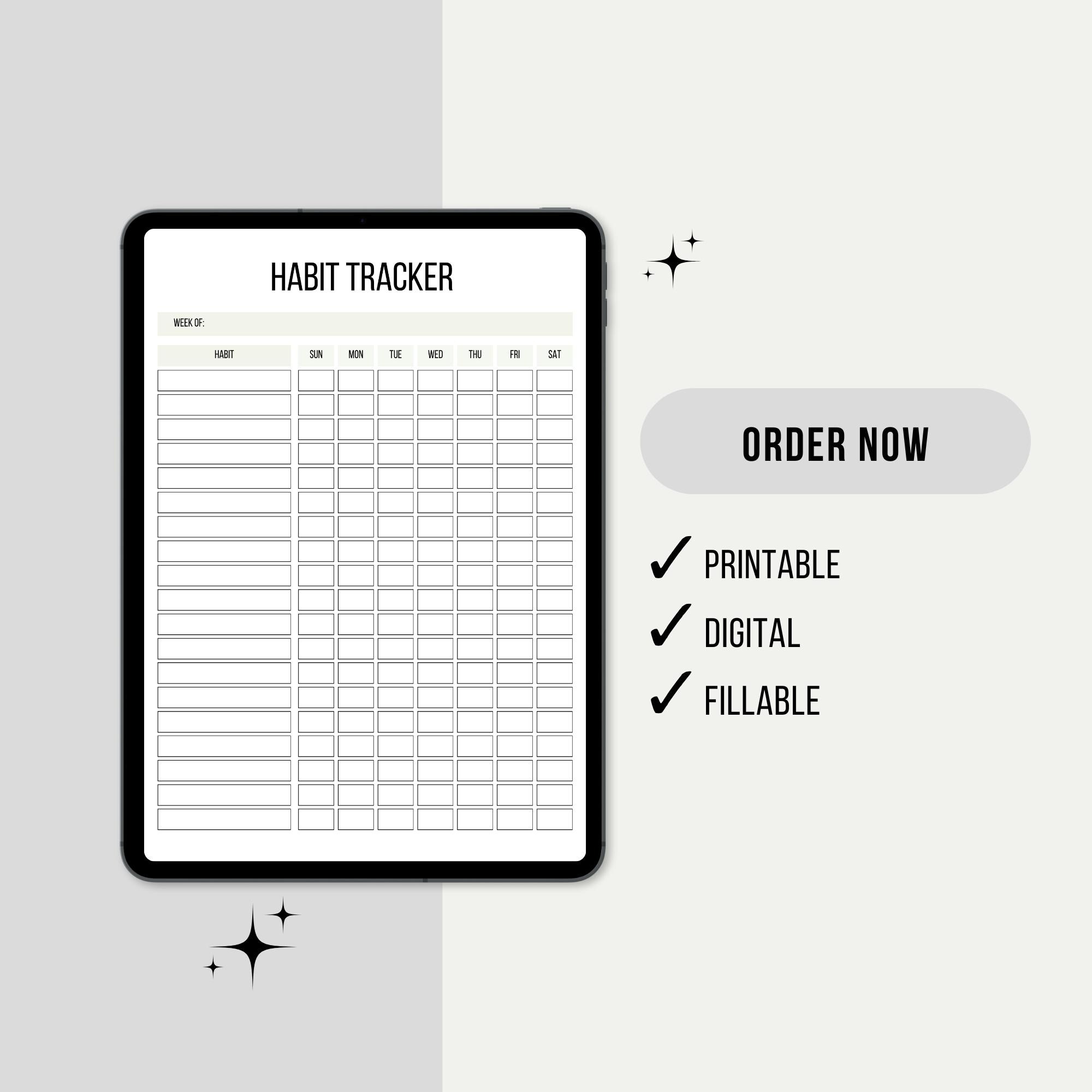 Fillable Habit Tracker Template, Daily Monthly Planner (PDF) - Etsy