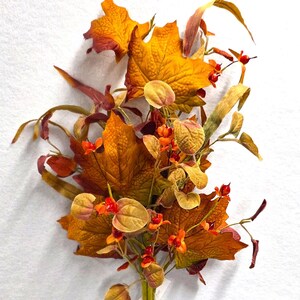Artificial Fall Eucalyptus, Maple Leaf and Bittersweet Stem,  Autumn Floral Decor,  20" Fall Spray, Wreath and Floral Arrangement Supplies