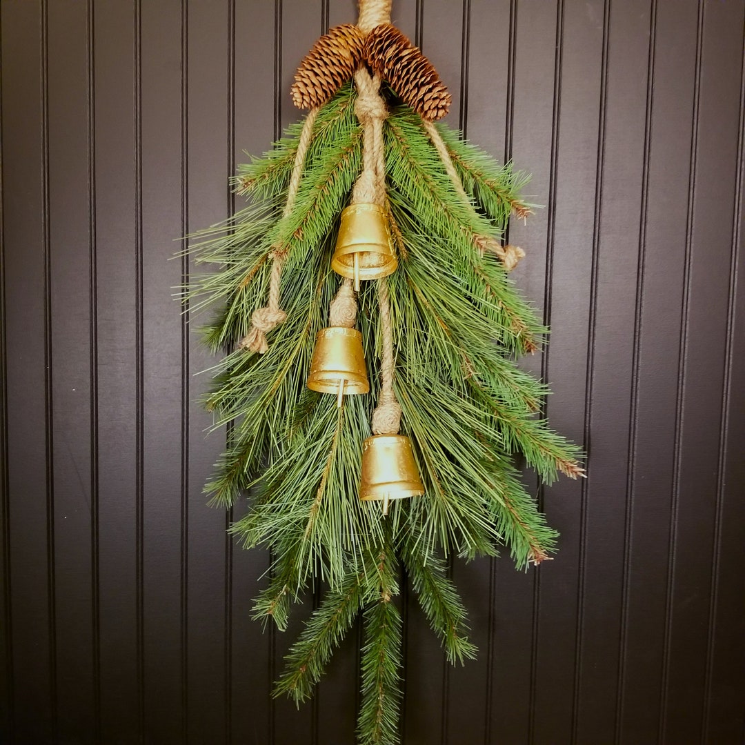 Rustic Winter Pine Swag, Winter Wreaths for Front Door, Rustic