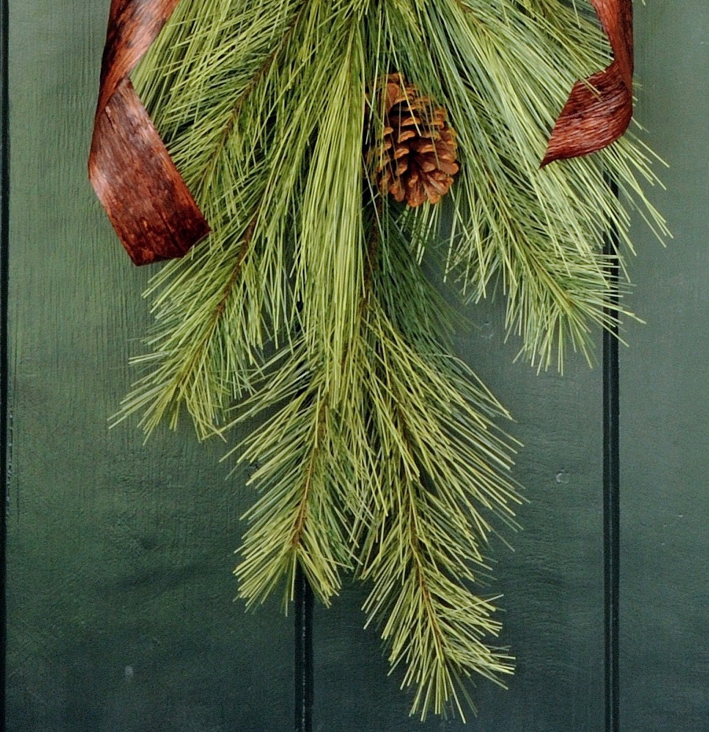 Rustic Winter Pine Swag Christmas Wreath for Front Door Etsy
