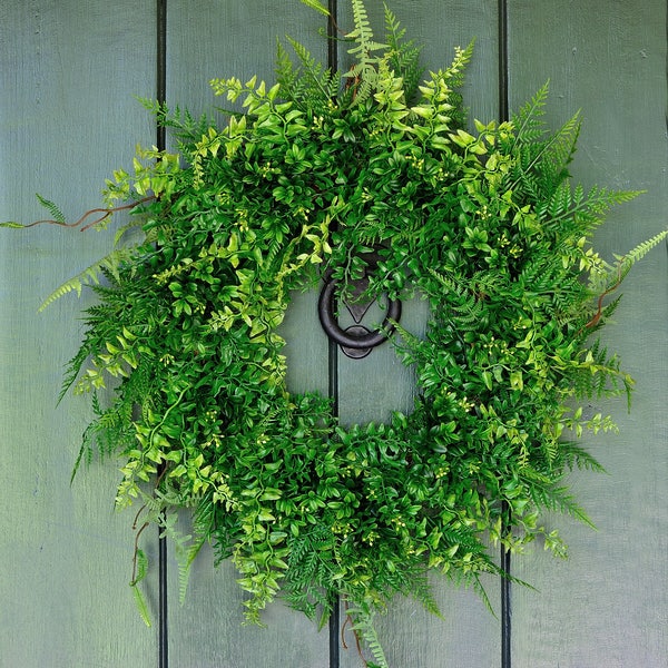 Boxwood and Fern Wreath, Spring Wreath, Summer Wreath, Boxwood Wreath, Fern Wreath, Wedding Decor, Spring, Summer, Everyday Wreath, Greenery