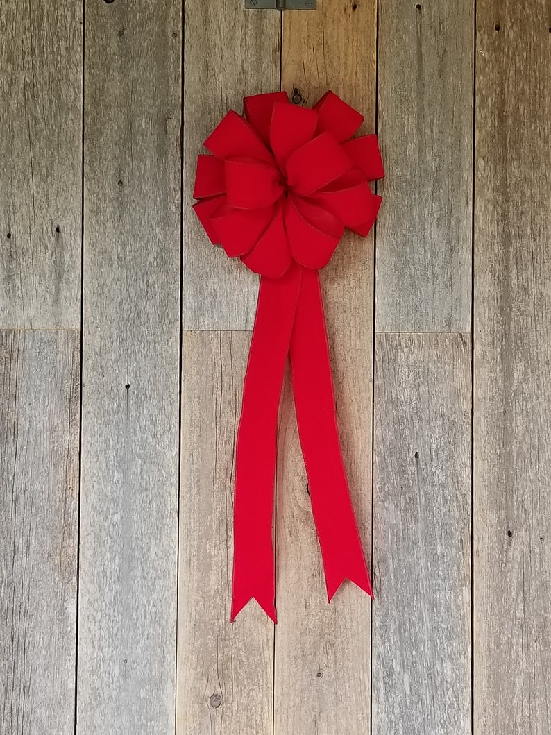 Christmas Wreath Bow Red Velvet Wired Bow Window Bow Red Etsy