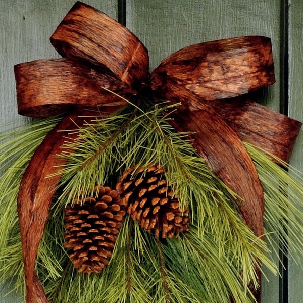 Rustic Winter Pine Swag, Christmas Wreath for Front Door, Rustic Farmhouse Pine Swag, Winter Pine and Cone Wreath, Christmas Pine Swag