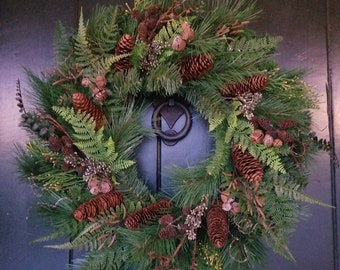 Tahoe Winter - Rustic Pine, Cedar and Pine Cone Wreath, Winter Wreaths for Front Door, Winter Decor, After Christmas Wreath, Rustic Decor