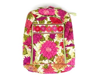 Vera Bradley Cream Quilted Backpack with Pink and Purple Floral Print VERA BRADLEY Quilted Backpack Purple Punch with Pink Green  main image 2