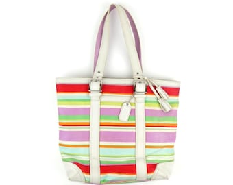 Coach Hampton Multicolor Striped Tote Bag F10705
