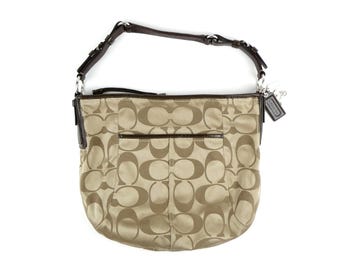 Coach Signature Khaki Mahogany Shoulder Bag 12676
