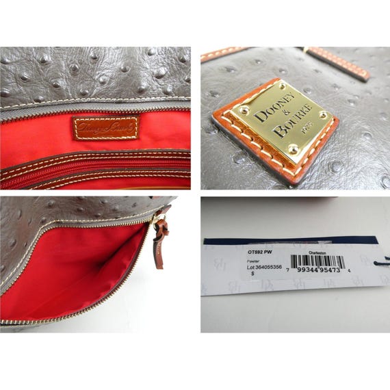 Buy Dooney & Bourke Pewter Ostrich Embossed Leather Charleston