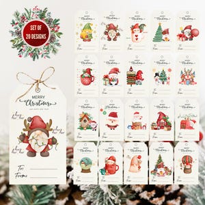 EDITIERBARE Wasserfarbe Weihnachtsgeschenkanhänger, druckbare Feiertagsgeschenkanhänger, frohe Weihnachten Geschenkanhänger, Feiertaggeschenkanhänger