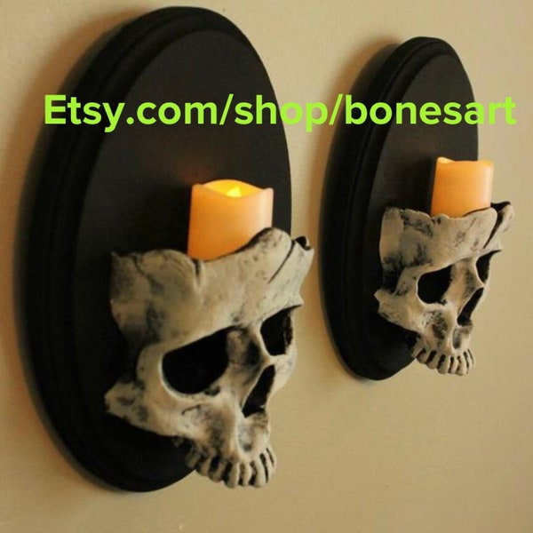 Set of Spooky yet Elegant Skull Sconces