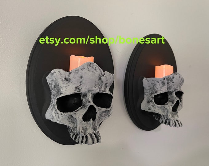 GREY Skull Sconces