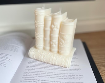 Book-shaped candle, handmade candle for book lovers made of coconut wax, gift idea, standing candle in book shape, book candle as creative gifts