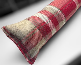Tochtdoos rode wollen tartan: verzwaarde boerderijdecor: 70-200 cm