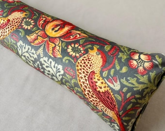 William Morris Strawberry Thief Draught Excluder | Grey Velvet Draft Stopper | 70-200cm Length