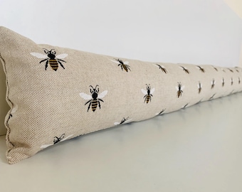 Burlete con estampado de abejorro: mezcla de lino, decoración rústica, 70-200 cm