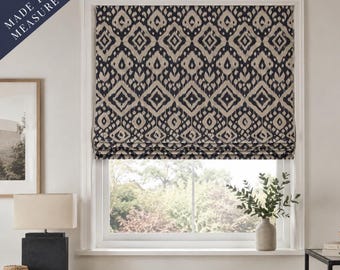 Moroccan Ikat Roman Blind Made to Measure: Ink Blue Navy