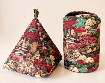 Japanese Tapestry Door Stop - Handmade Oriental Woven Fabric Doorstop