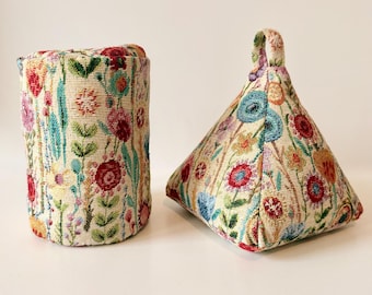 Floral Tapestry Woven Door Stop - Handmade Fabric Doorstop