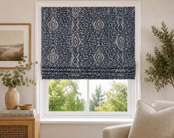 Scion Kazue Ink Roman Blind | Navy Blue Geometric Blind | Made to Measure